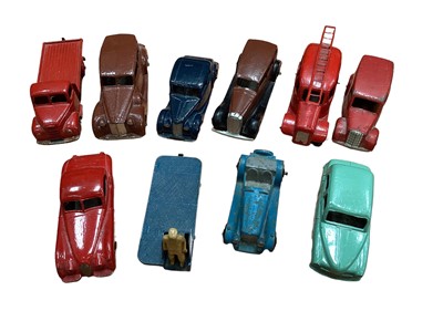 Lot 1893 - Selection of early Dinky models, some repainted, including saloon cars, buses, some later Corgi and Matchbox models , Ertl General Lee car, diecast tractor and Britains Deetail models.