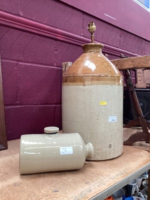 Lot 710 - Stoneware flagon converted into a lamp together with a stoneware hot water bottle (2)