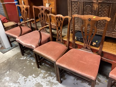 Lot 1333 - Set six Victorian Chippendale chairs (1 non-matching) and a Victorian high chair