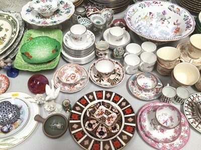 Lot 310 - Group of decorative ceramics including two Royal Crown Derby Imari plates, Royal Doulton Lisette and Pastorale tea ware, Davenport wash bowl etc