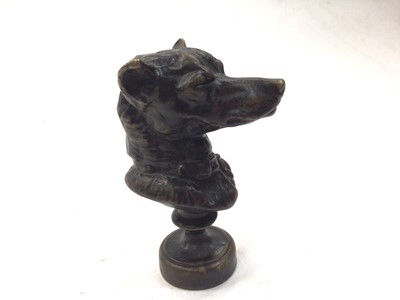 Lot 375 - Bronze desk seal in the form of a dog's head