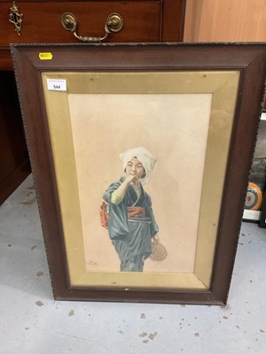 Lot 544 - Tsutaya Ryuko - early 20th century watercolour on a Japanese lady, signed