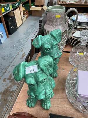 Lot 519 - Pair Sylvac green dog figures and a Glyn Colledge pottery ewer (3).