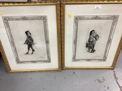 Lot 735 - Two Spy prints and pair engravings of cavaliers in gilt frames