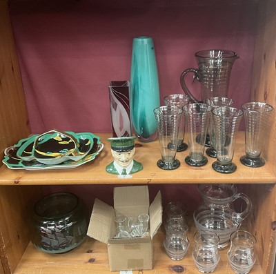 Lot 203 - Group of Art Deco ceramics to include Art Deco glass water jugs and tumblers