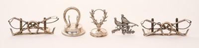 Lot 426 - Collection of five silver menu holders