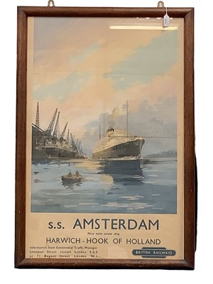 Lot 2513 - Vintage British Railways S.S. Amsterdam Harwich - Hook of Holland poster in original frame, 97cm x 63cm