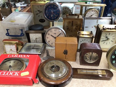 Lot 350 - Group of vintage clocks, travel clocks etc