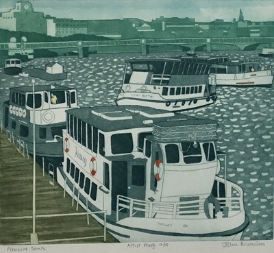 Lot 641 - John Brunsdon (1933-2014) signed etching and aquatint - Pleasure Boats, Artists Proof 12/15, 38cm x 42cm, in glazed frame