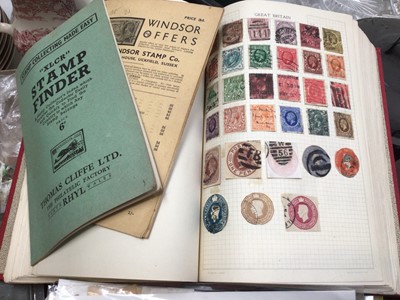 Lot 324 - Stamp album, loose stamps, coins etc (1 box)