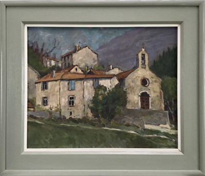 Lot 185 - G. Wood oil on canvas, buildings in landscape signed bottom left, 40cm x 49cm, framed