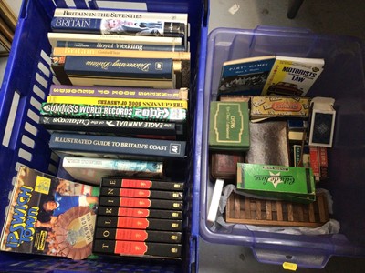 Lot 329 - Various books including a collection of railway related, together with some vintage games (3 boxes