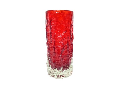 Lot 1162 - Whitefriars ruby bark vase, designed by Geoffrey Baxter, 19cm high