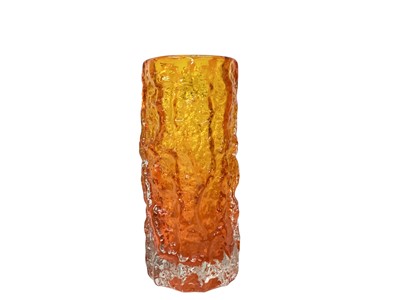 Lot 1163 - Whitefriars tangerine bark vase, designed by Geoffrey Baxter, 19cm high