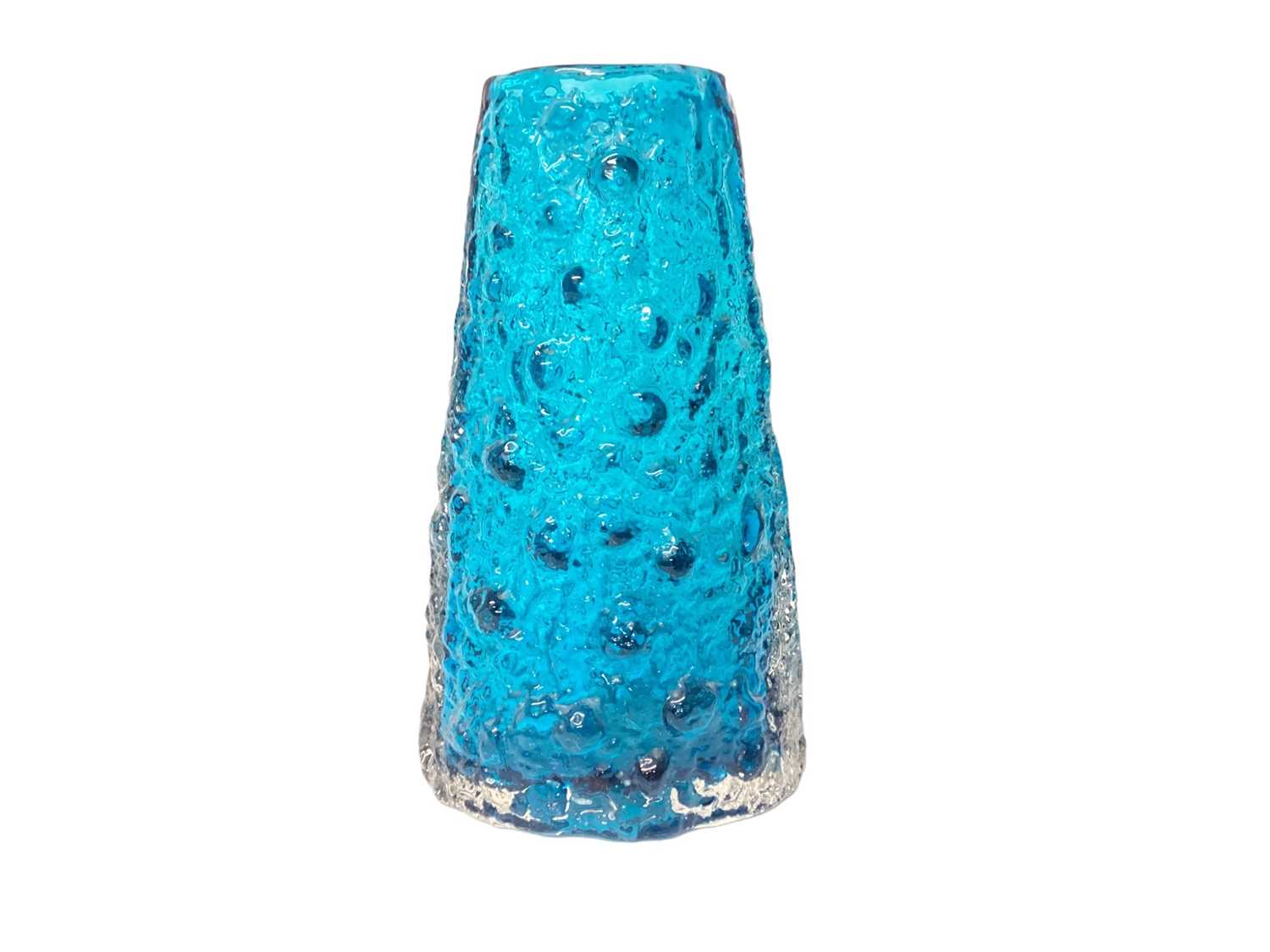 Lot 1167 - Whitefriars kingfisher blue volcano vase, designed by Geoffrey Baxter, 17.5cm high