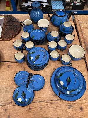 Lot 14 - Watcombe Pottery kingfisher pattern tea set