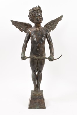 Lot 740 - Antique standing bronze figure of Cupid