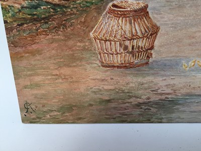 Lot 164 - Charles James Keats (1856-1934) watercolour, Farmyard Scene signed with monogram