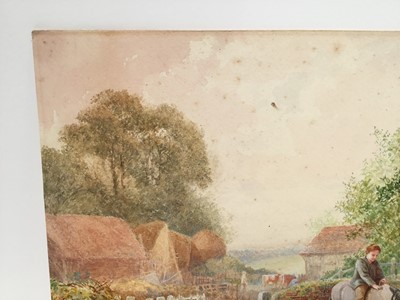 Lot 164 - Charles James Keats (1856-1934) watercolour, Farmyard Scene signed with monogram