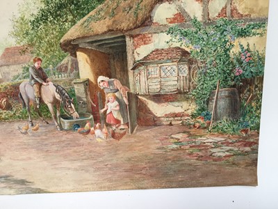 Lot 164 - Charles James Keats (1856-1934) watercolour, Farmyard Scene signed with monogram