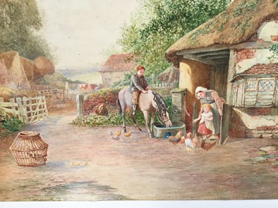 Lot 164 - Charles James Keats (1856-1934) watercolour, Farmyard Scene signed with monogram