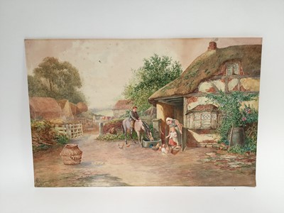 Lot 164 - Charles James Keats (1856-1934) watercolour, Farmyard Scene signed with monogram