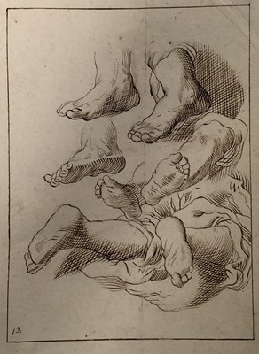 Lot 170 - Old Master pen and ink studies of feet on laid watermarked