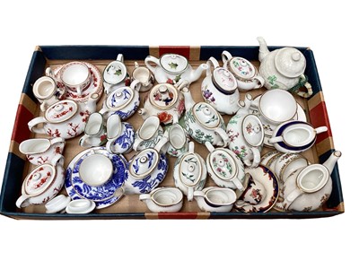 Lot 1175 - Selection of miniature china, manufacturers to include Coalport, Masons, Belleek, Royal Worcester, Crown Staffordshire etc (1 box)