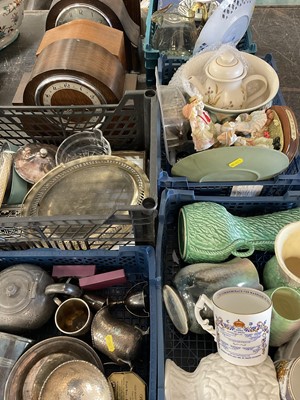 Lot 164 - Sundry items including clocks, silver plate, ceramics, collection of marbles, etc