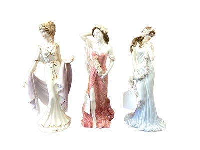 Lot 1180 - Six Coalport limited edition figures - Madam Butterfly, Helen of Troy, Ruby, Sapphire, Helena Riding In Hyde Park and Salome, all with certificates