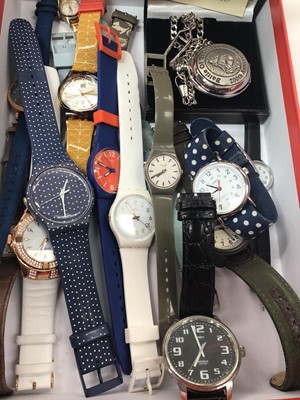 Lot 1016 - Group of wristwatches including Times Expedition, three other Timex, four Swatch, Orla Kiely, Sekonda etc