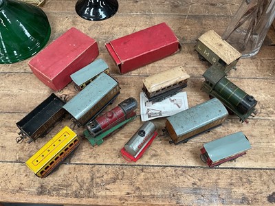 Lot 28 - Group of tinplate trains including Hornby