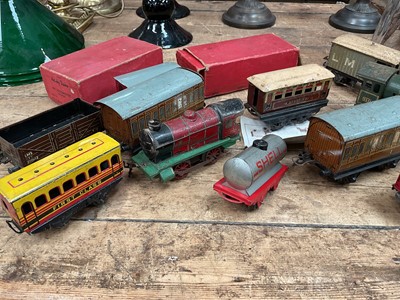Lot 28 - Group of tinplate trains including Hornby