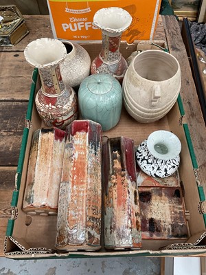 Lot 39 - Group of studio pottery and a pair of Satsuma vases