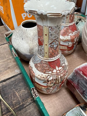 Lot 39 - Group of studio pottery and a pair of Satsuma vases