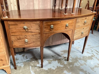 Lot 1334 - Redman & Hales mahogany bowfront sideboard with central drawer flanked by cupboards, 147.5cm wide, 57.5cm deep, 90cm high