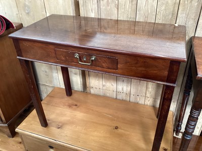 Lot 1222 - 19th century mahogany side table with single drawer on chamfered legs, 82cm wide, 39.5cm deep, 67cm high