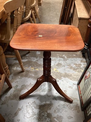 Lot 1248 - 19th century mahogany wine table on turned column and three splayed legs, 48cm x 37.5cm