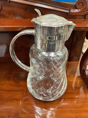 Lot 73 - Asprey silver plated lemonade jug with fluted body (missing chamber), 30.5cm high