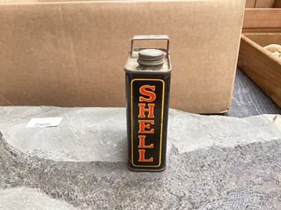 Lot 2157 - BP Autombile Club badge and a Shell motor oil miniature can (2)