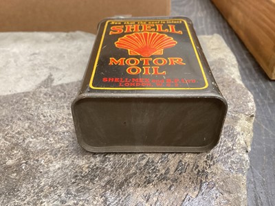 Lot 2157 - BP Autombile Club badge and a Shell motor oil miniature can (2)