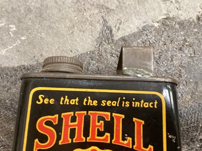 Lot 2157 - BP Autombile Club badge and a Shell motor oil miniature can (2)