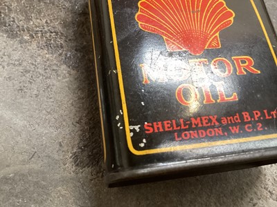 Lot 2157 - BP Autombile Club badge and a Shell motor oil miniature can (2)