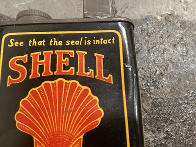 Lot 2157 - BP Autombile Club badge and a Shell motor oil miniature can (2)