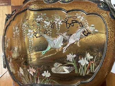 Lot 748 - Fine quality 19th century Japanese lacquer ivory and mother of pearl and shibayama koro and cover