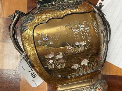 Lot 748 - Fine quality 19th century Japanese lacquer ivory and mother of pearl and shibayama koro and cover