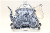 Lot 2157 - Burgess & Leigh blue and white teapot and...