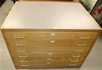 Lot 1123 - Modern six-drawer plan chest, 98cm wide x 69cm...