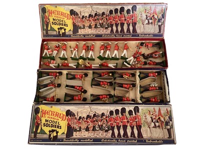 Lot 1801 - Britains Herald plastic Guardsman & Bandsman, plus Italian Infantry & Diecast Wartime medical service personel and infantry (boxes not matching) (qty)