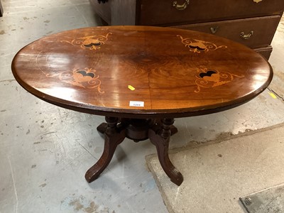 Lot 1269 - Victorian oval occasional table with inlaid decoration, 85cm x 52cm